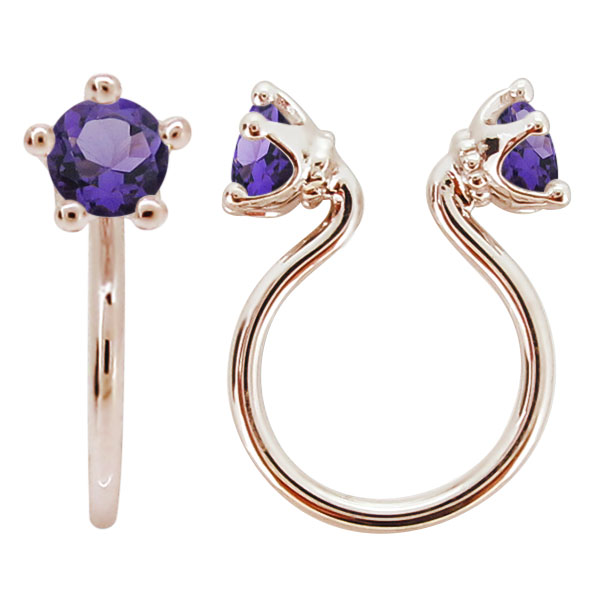 イヤーカフ シンプル レディース 王冠 ノンホールピアス 可愛い イヤリング おしゃれ 誕生石 アメジスト 片耳の通販は