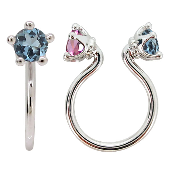 イヤーカフ シンプル レディース 王冠 ノンホールピアス 可愛い イヤリング おしゃれ 誕生石 アクアマリンサンタマリア 片耳_7