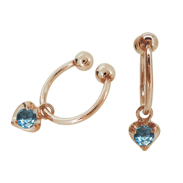 イヤリング レディース 揺れる ハート フープ 人気 ブルートパーズ 10金 かわいい イヤーカフ 母の日の通販は