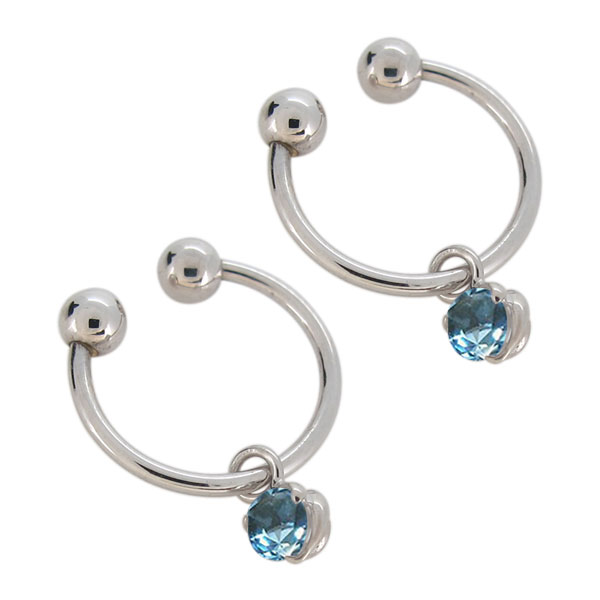 イヤーカフ シンプル レディース 揺れる イヤリング プラチナ フープイヤリング ブルートパーズ ノンホールピアス 母の日の通販は