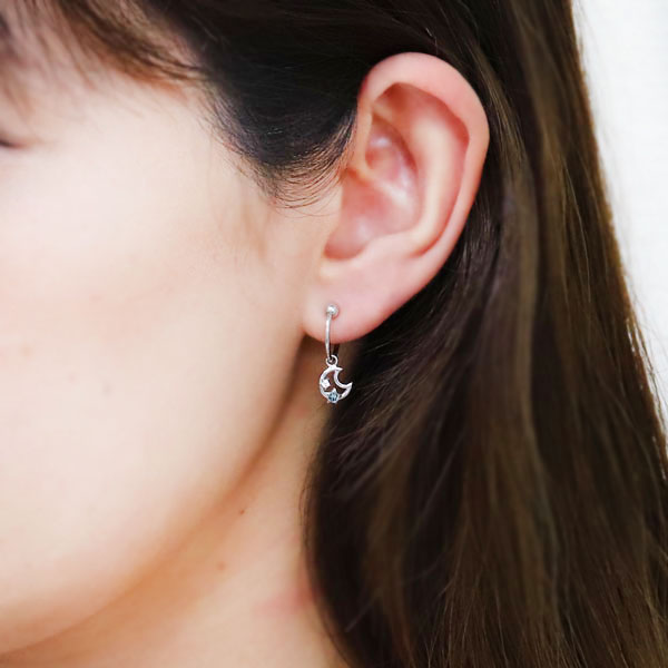 イヤーカフ レディース 星 月 フープイヤリング かわいい アメジスト K10金 ノンホールイヤリング イヤリング フープ 痛くない おしゃれ イヤーカフ 18k ゴールド