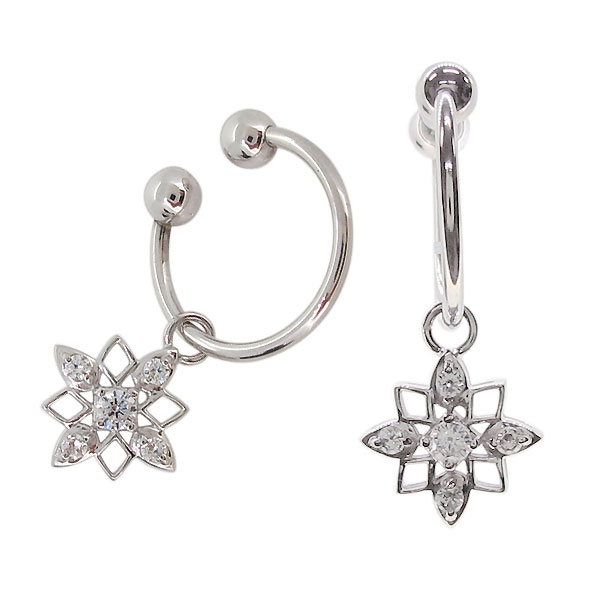 イヤーカフ レディース 痛くない ダイヤモンド プラチナ フープイヤリング 揺れる 星 母の日の通販は