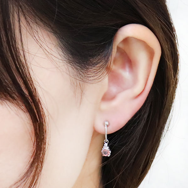 天然 ピンクトルマリン イヤリング レディース ノンホールピアス 天然石 10月 誕生石 お守り 誕生日プレゼント 女性 40代 50代 アレルギー対応 ブランド イヤリング 揺れる リボン レディース k18 10月誕生石 ピンク