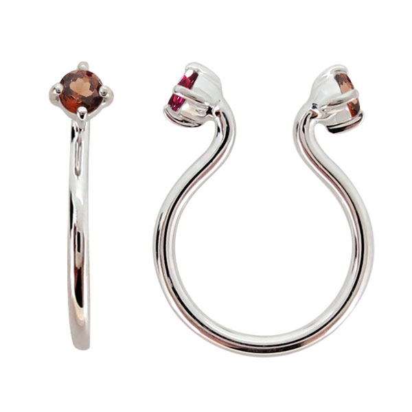 フープイヤリング プラチナ ガーネット イヤリング 痛くない ノンホールピアス イヤーカフ シンプル レディース リバーシブル 母の日の通販は