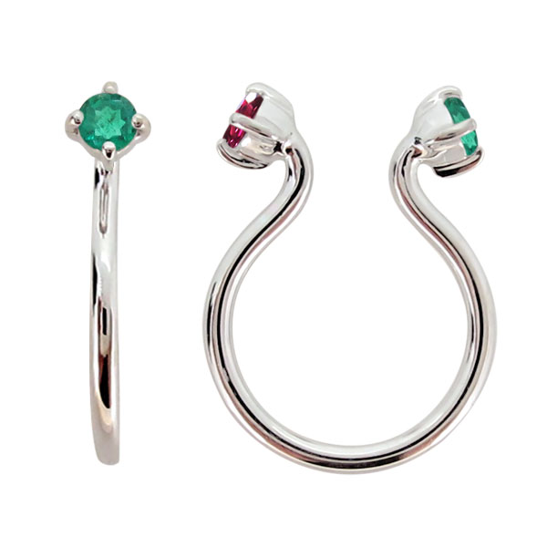 フープイヤリング プラチナ エメラルド イヤリング 痛くない ノンホールピアス イヤーカフ シンプル レディース リバーシブル 母の日の通販は 23,976円