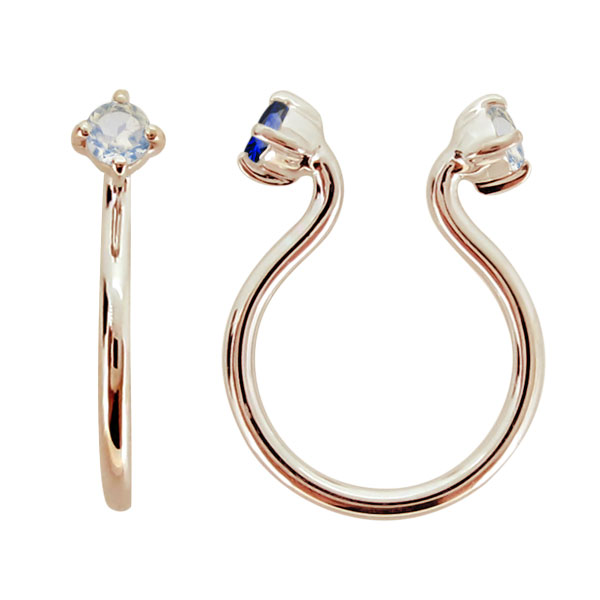 イヤークリップ シンプル フープイヤリング レディース ロイヤルブルームーンストーン ピアス k10 リバーシブル イヤーカフ 母の日の通販は