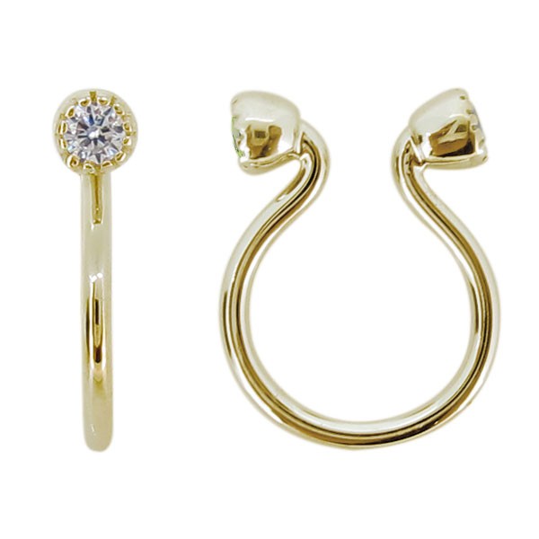 フープピアス 18k イヤリング おしゃれ ノンホールピアス シンプル 選べる誕生石 イヤーカフ earringの通販は