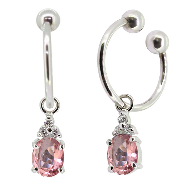 フープイヤリング ピンクトルマリン ノンホール ピアス 揺れる 10月誕生石 プラチナ レディース イヤーカフ ギフト 女性の通販は 42,480円