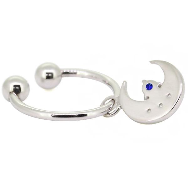 イヤーカフ レディース 揺れる 月 イヤリング サファイア プラチナ 三日月 両耳用の通販は