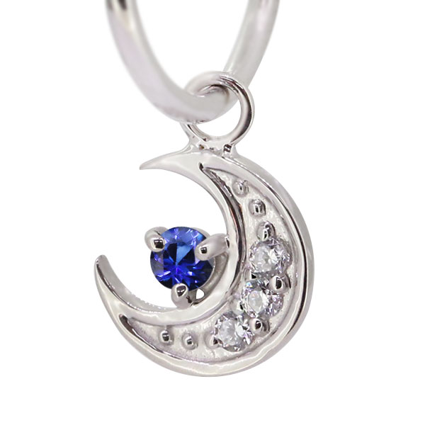 イヤーカフ レディース 揺れる 月 イヤリング サファイア プラチナ 三日月 両耳用の通販は