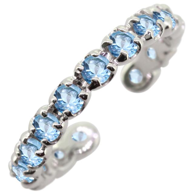 ノンホールピアス イヤーカフ シンプル レディース エタニティ ブルートパーズ 片耳用 プラチナの通販は 25,632円