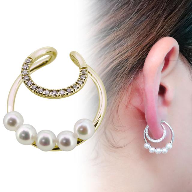 イヤーカフ レディース パール イヤカフ 18金 18k 片耳 真珠 イヤリング おしゃれの通販は