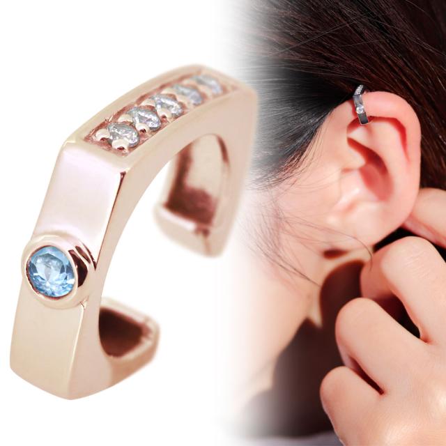 イヤーカフ イヤリング レディース ダイヤモンド イヤカフ 片耳 スクエア 10金 10k 11月誕生石 リバーシブルの通販は