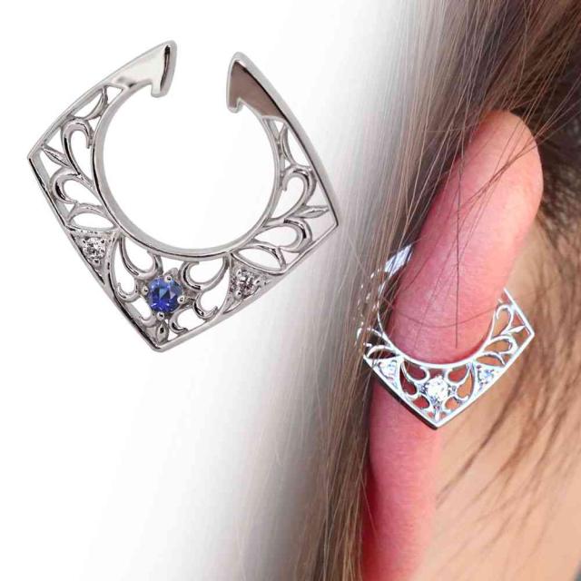イヤーカフ イヤリング レディース イヤーカフス プラチナ 片耳 サファイア 唐草の通販は