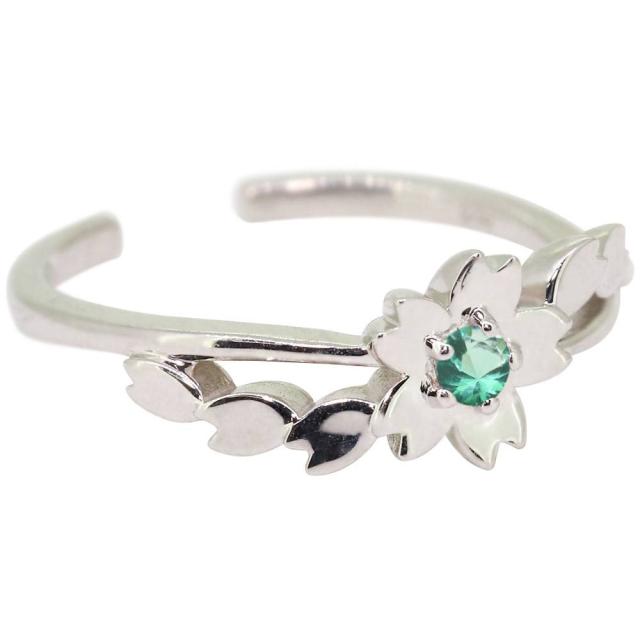 イヤーカフ 18k 18金 桜 イヤカフ 片耳 エメラルド 誕生石 5月 花 サクラ イヤリング_3