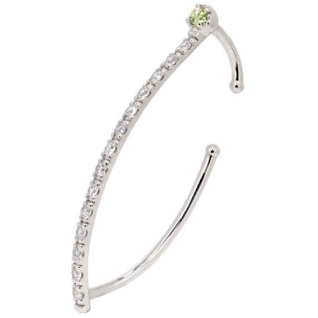 イヤーカフ プラチナ ストレート イヤカフ 片耳 ノンホールピアス レディース ペリドット 女性 バータイプ_3