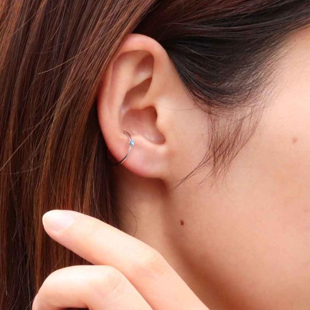 イヤーカフ レディース ブルートパーズ 片耳 王冠 シンプル イヤカフ 11月誕生石 10金 おしゃれの通販は