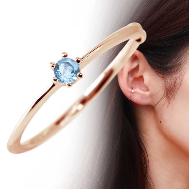 イヤーカフ レディース ブルートパーズ 片耳 王冠 シンプル イヤカフ 11月誕生石 10金 おしゃれの通販は