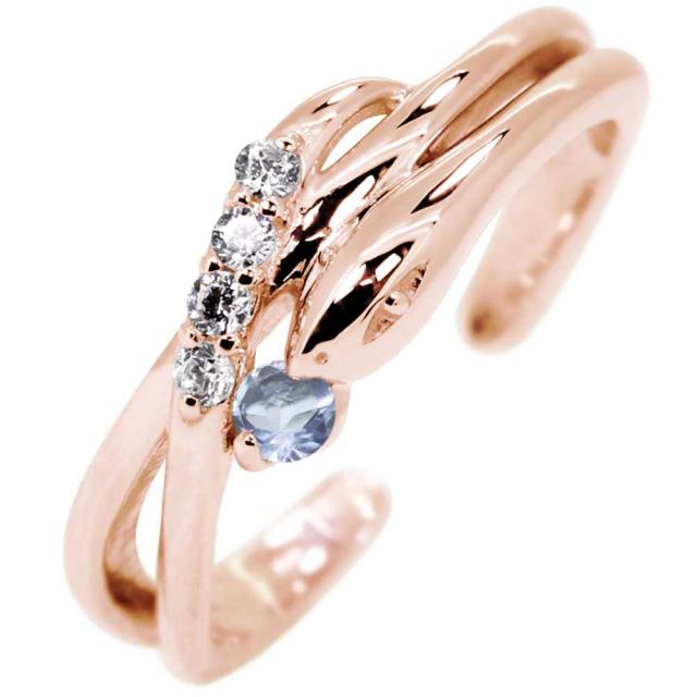 イヤーカフ レディース ゴールド イヤカフ 18k 18金 ヘビ 蛇 誕生石 3月 アクアマリンサンタマリア 片耳_5