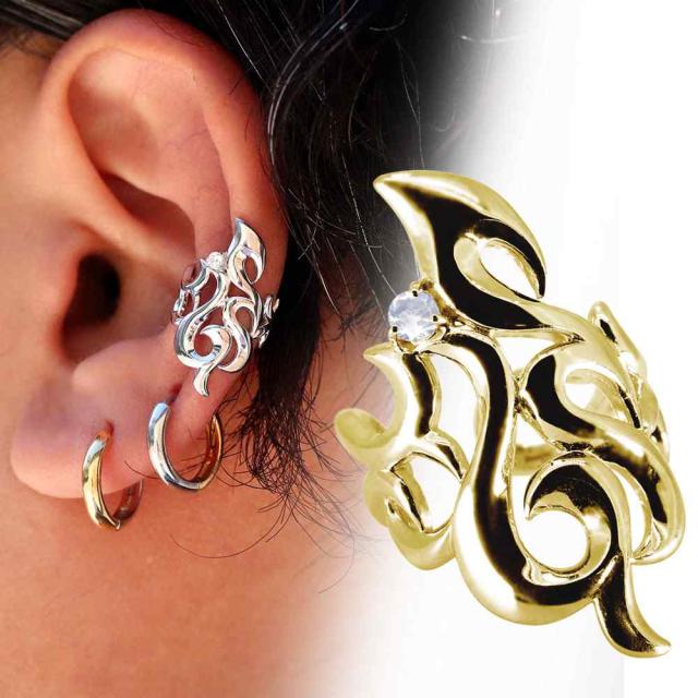 イヤーカフ メンズ かっこいい ゴールド 18金 18k イヤカフ 唐草 片耳用 ロイヤルブルームーンストーン 6月誕生石の通販は