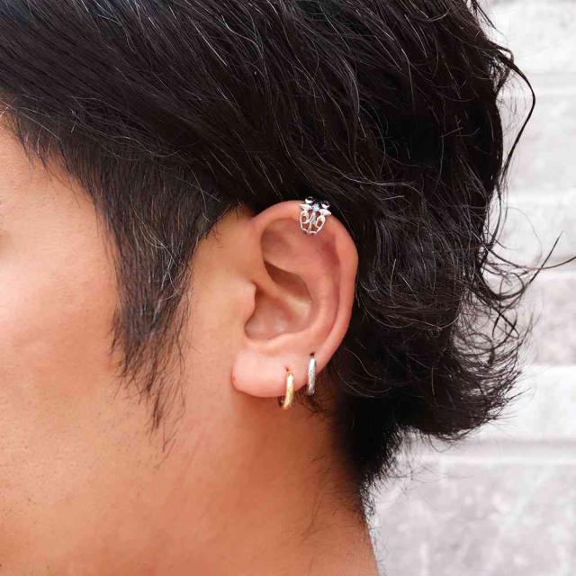 イヤーカフ メンズ 片耳 18金 クロス 18k かっこいい ゴールド イヤカフ ブルートパーズ 11月誕生石 透かし_1