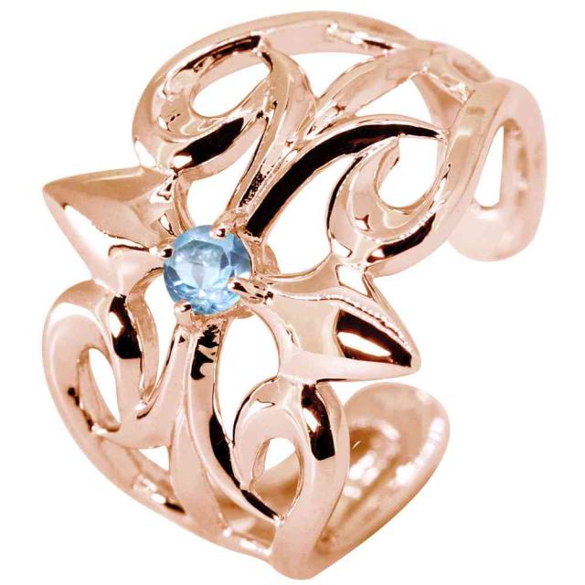 イヤーカフ メンズ 片耳 18金 クロス 18k かっこいい ゴールド イヤカフ ブルートパーズ 11月誕生石 透かし_6