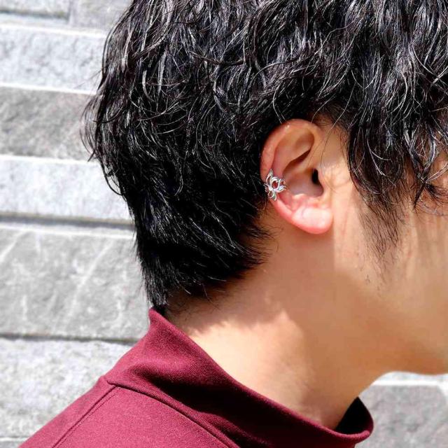 イヤーカフ メンズ ゴールド 18金 18k イヤカフ かっこいい 百合の紋章 片耳用 ダイヤモンド レディース 4月誕生石_1