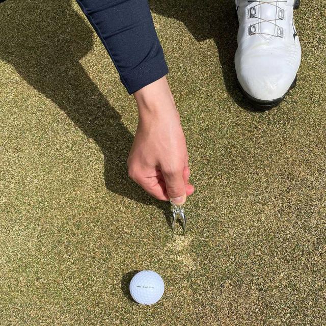 ゴルフ グリーンフォーク イニシャル 刻印 誕生石 3月 ゴルフ用品