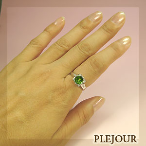 プラチナ・ペリドットリング・ダイヤモンド・指輪【1105-m】