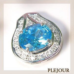 ネックレス プラチナ900 ブルートパーズ ダイヤモンド合計0.04ct