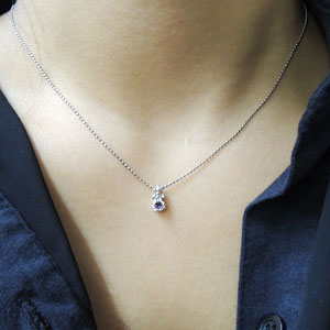 K10・アメジストネックレス・一粒・アメシスト・ペンダントの通販は