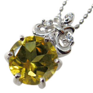 プラチナ・シトリンペンダント・大粒・シトリン・ネックレスの通販は 46,140円