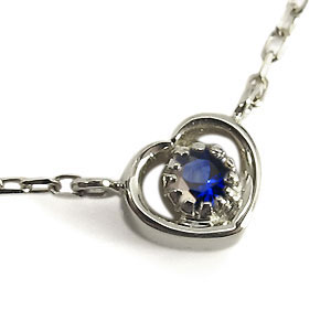 ネックレス プラチナ ハート ネックレス サファイア 9月 誕生石 一粒ペンダント レディース 2023
