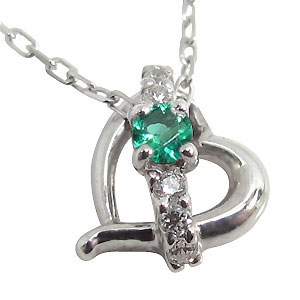 ハート・ネックレス・エメラルド・一粒・18金・ペンダントの通販は 50,600円