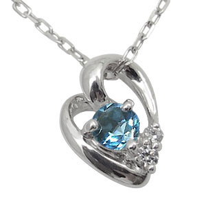 ハート・ネックレス・K18・一粒・ブルートパーズ・ネックレスの通販は