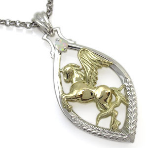 ホースモチーフ・メンズ・一粒・馬・コンビ・ネックレスの通販は