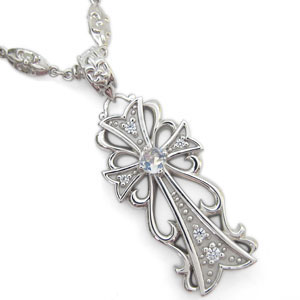 シルバー・メンズ・クロス・ネックレス・ロイヤルブルームーンストーンの通販は