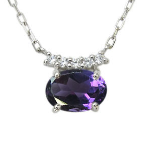 プラチナ ペンダント 大粒 アメジスト ネックレスの通販は