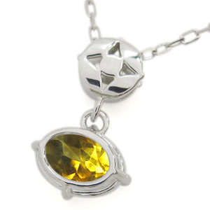 シトリン ネックレス 大粒 オーバル K10 大粒 オーバル シトリン ペンダント ネックレス K10