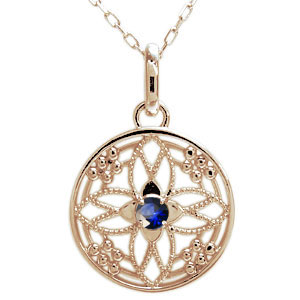 フラワーネックレス・ミル打ち・ペンダント・10金・一粒の通販は