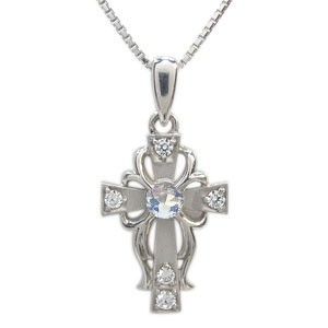 クロス ネックレス ロイヤルブルームーンストーン K18