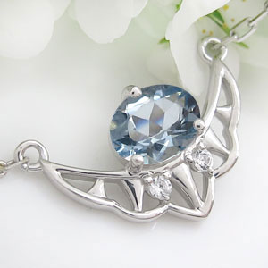 天使の羽 ネックレス アクアマリン エンジェル 18金ネックレス