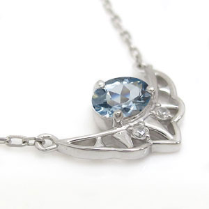 天使の羽 ネックレス アクアマリン エンジェル 18金ネックレス