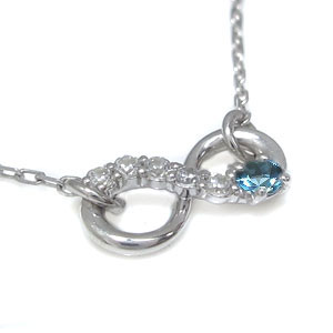 インフィニティ ネックレス ブルートパーズ 無限 K18 ペンダント