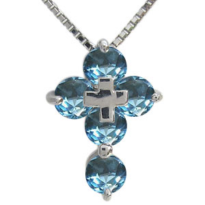 ブルートパーズ・ネックレス・クロス・ペンダント・10金