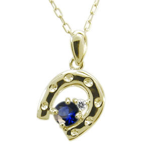 K10 WG ブルーサファイア ホースシュー(馬蹄)モチーフネックレス K10 WG ブルーサファイア ホースシュー(馬蹄)モチーフネックレス