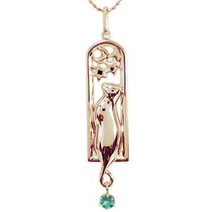 ネコ・月・星・ペンダント・エメラルド・ネックレス・K10 92,620円