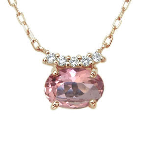 ピンクトルマリン・ネックレス・K10・大粒・ペンダントの通販は