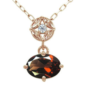 大粒 オーバル ガーネット ペンダント ネックレス K10 ロードライトガーネット ネックレス 大粒 オーバル K10