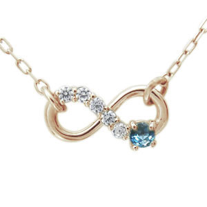 インフィニティ ネックレス ブルートパーズ 無限 K18 ペンダント